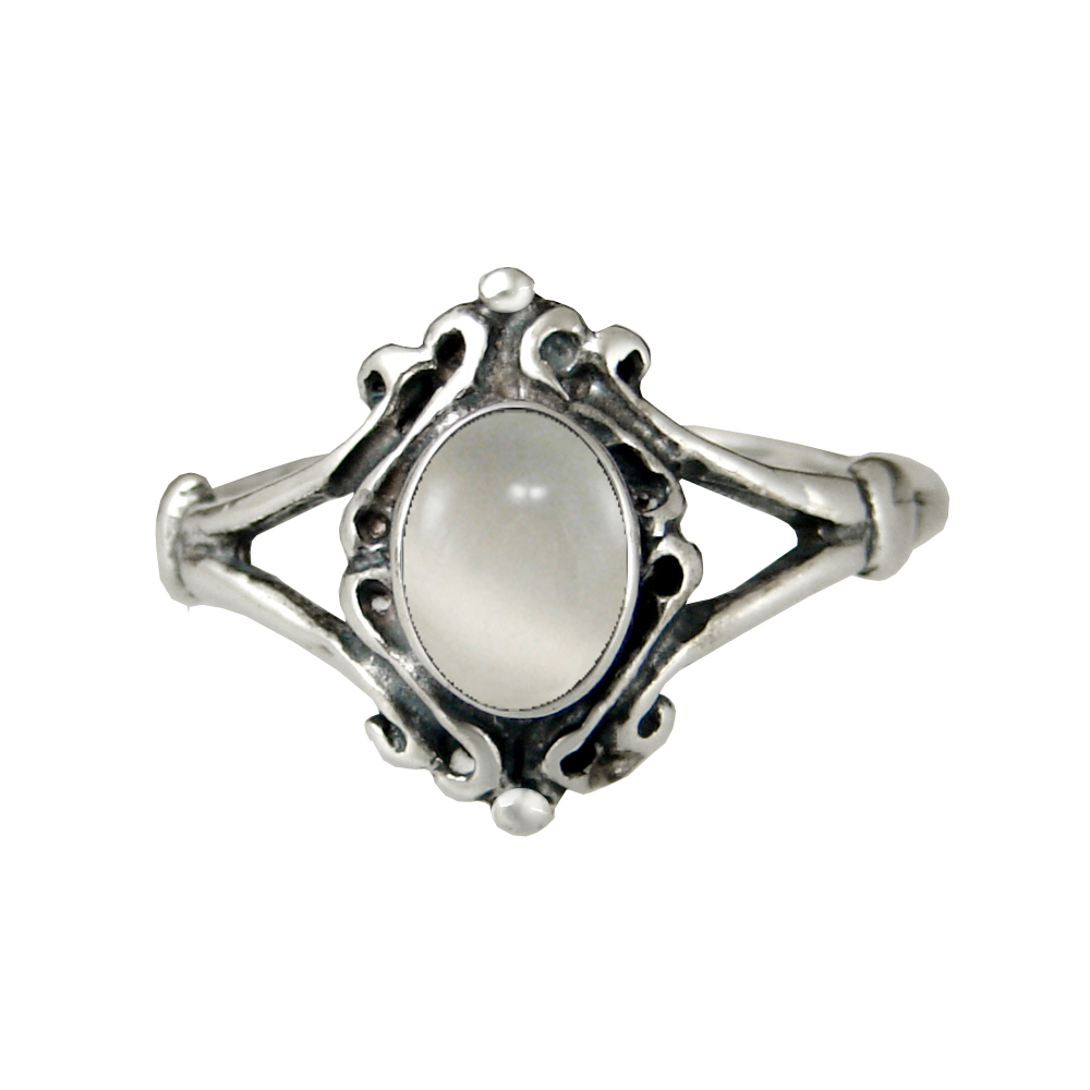 Sterling Silver Victorian White Moonstone Ring Size 7